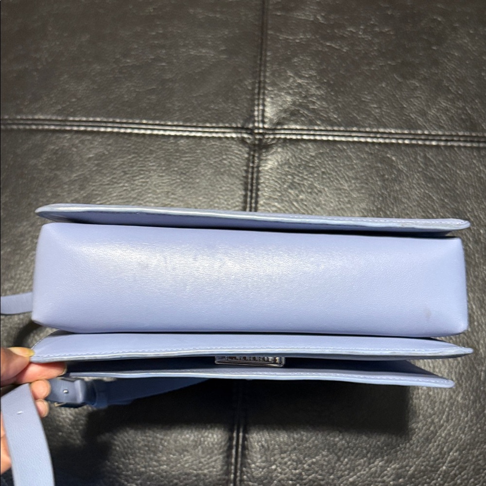 Carolina Herrera (NWOT) Leather Light Blue Structured Top-Handle Crossbody Bag - Picture 11 of 11